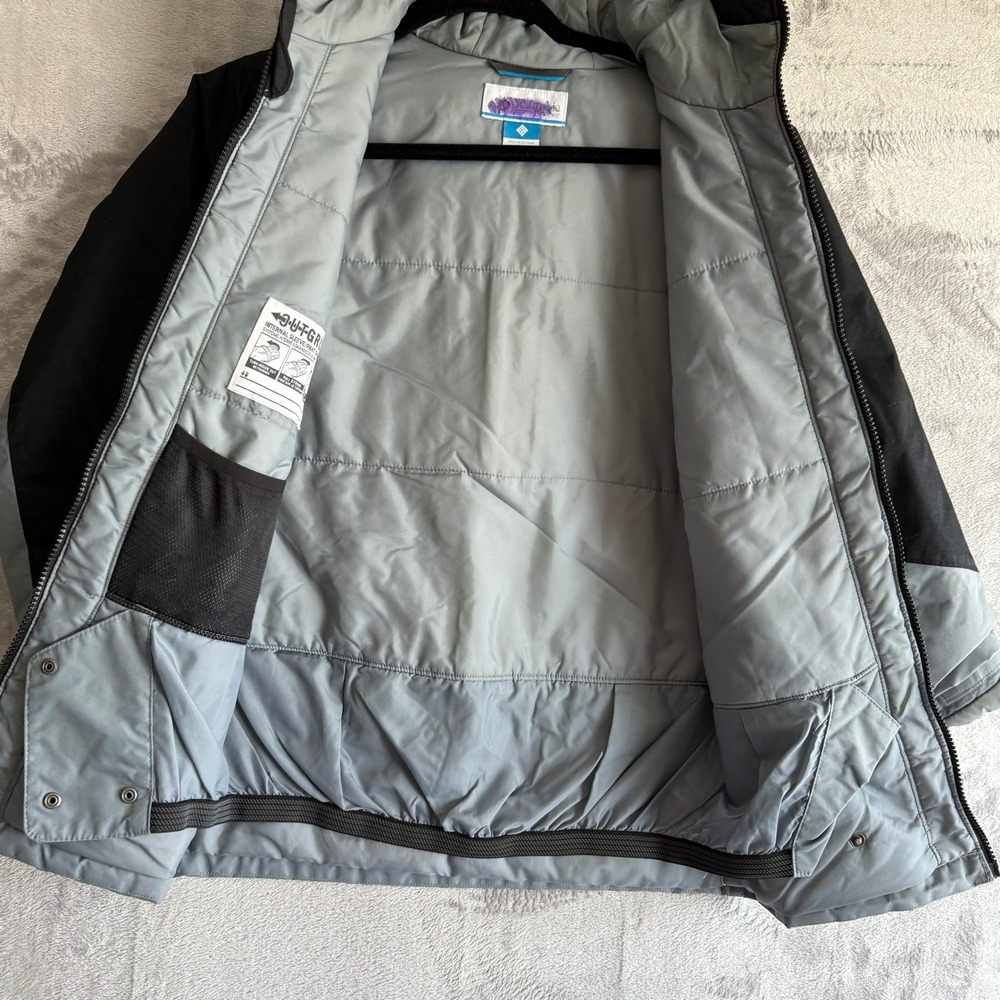 Columbia‎ Kids Grey Black Colorblock Outgrown Insulated Winter Hooded Jacket M - Picture 3 of 9